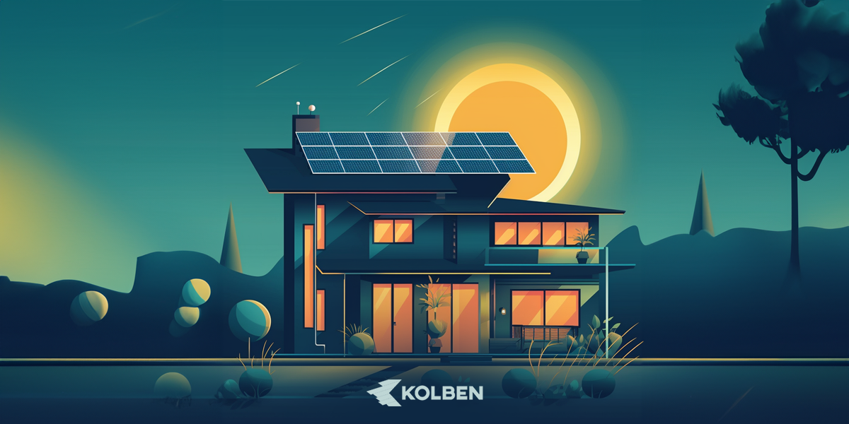 casa moderna en vectores con paneles solares KOLBEN